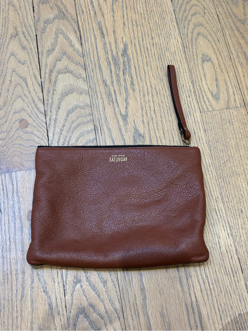 Kate Spade Saturday Leather Wristlet Clutch in Brown - black